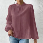 Women's Fashionable Elegant Puff Sleeve Casual Stand Collar Shirt