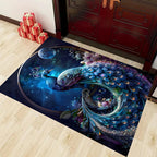 Blue Peacock Living Room Non-slip Absorbent Carpet Mat