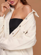 Long Sleeve Denim Mid-length Shirt Jacket