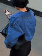 Elegant Belted Cropped Denim Jacket