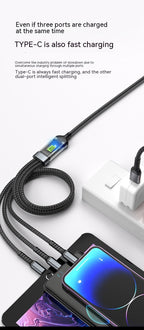 Three-in-one Mobile Phone With Light 6A Super Fast Charge Data Cable