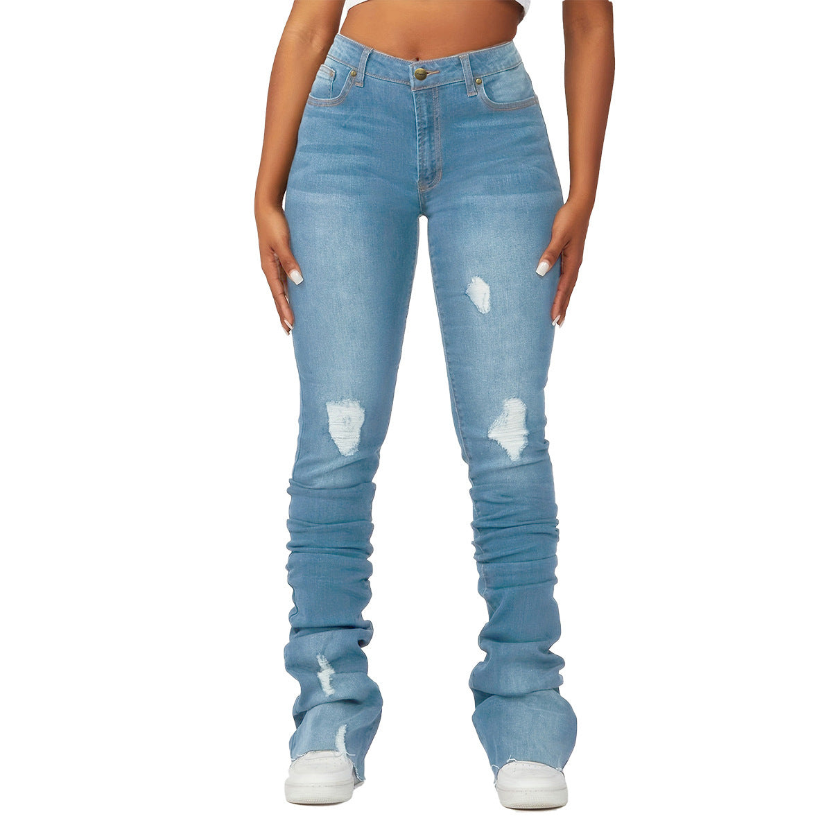 High Waist Women's Clothing Denim Bell-bottom Pants