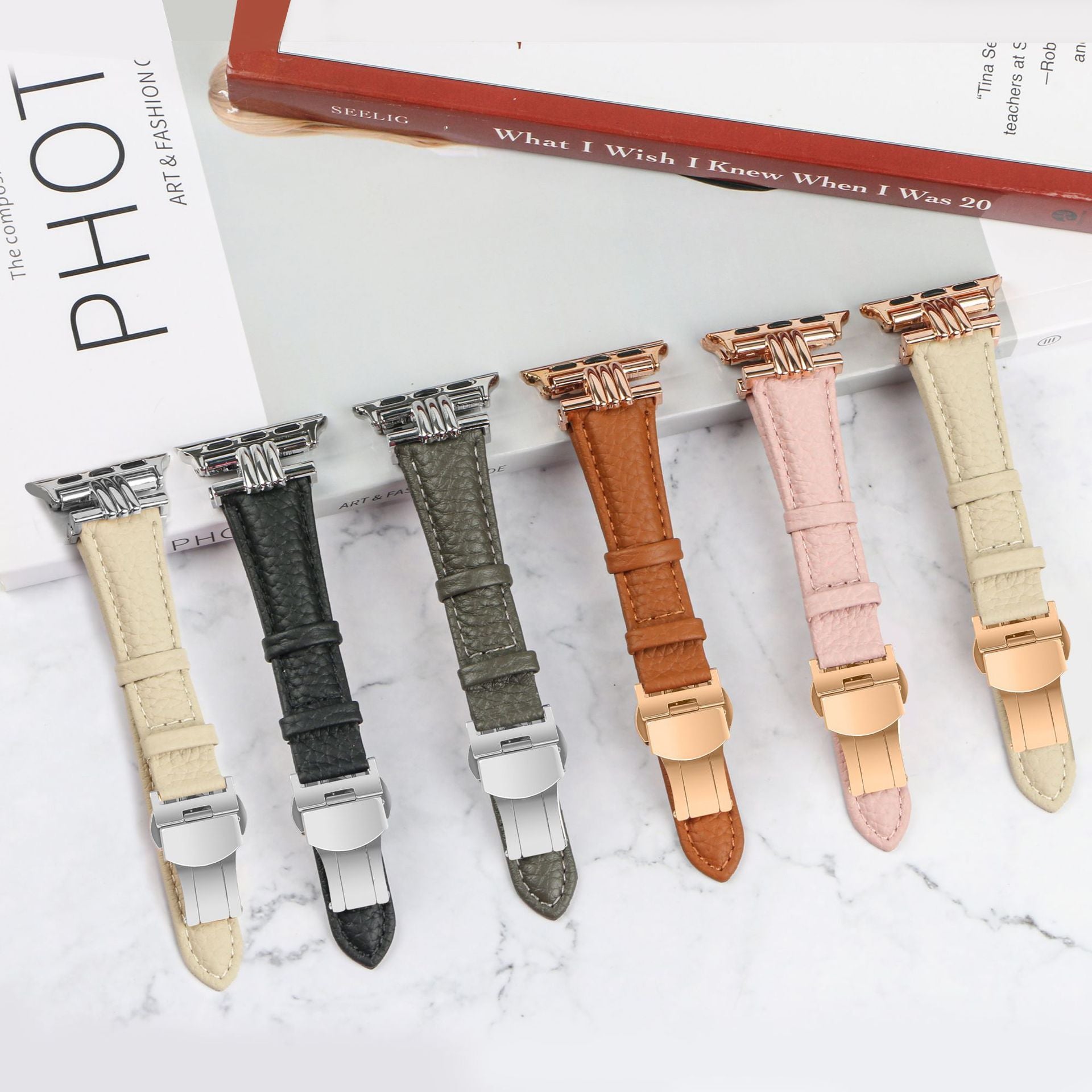 Three Vertical Head Metal Butterfly Buckle Strap