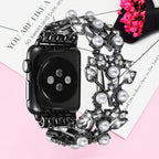 Pearl Diamond Leaf Smart Strap Watch Bracelet
