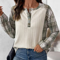 Casual Simple Retro Texture Fabric Plaid Stitching Women's Top