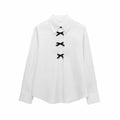Fashion Women Bowknot Decoration Loose Casual Shirt