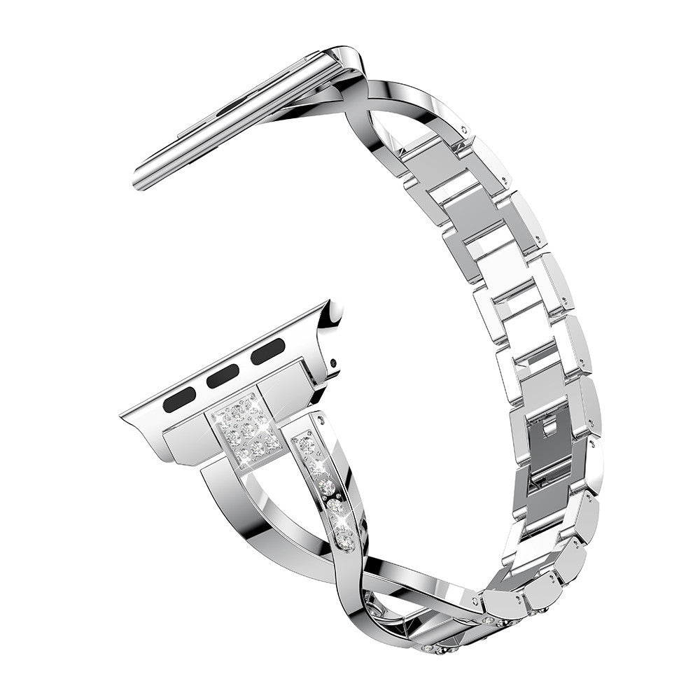X-shaped Chain Metal Diamond Watch Band