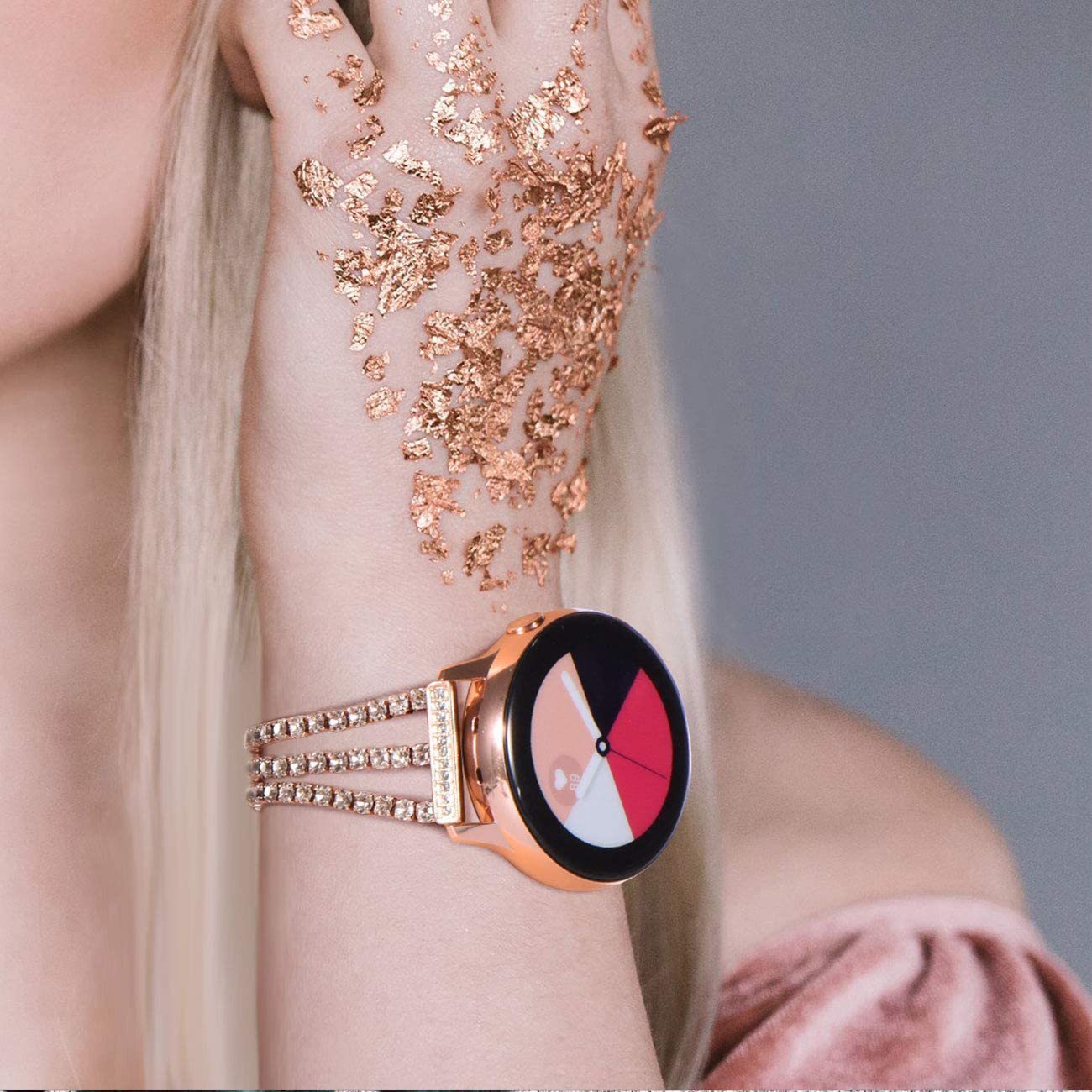 Fashion Simple Three Chain Diamond Metal Strap