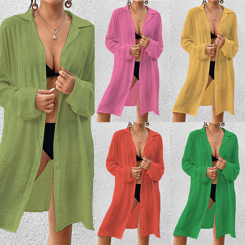 Tencel Slub Cotton Long-sleeved Shirt For Women