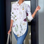 Leisure Vacation Elegant Flowers Printed Shirt Top