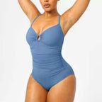 Solid Color Fashion Slim Fit Slimming One-piece Women's Double-shoulder Strap Swimsuit