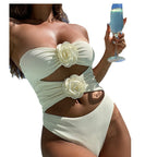 Three-dimensional Flower Women's One-piece Swimming Suit